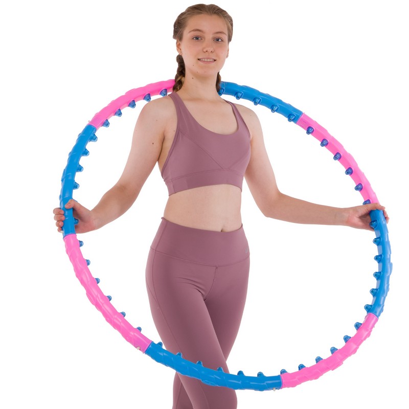 Обруч для схуднення масажний розбірний Хула Хуп Hula Hoop DYNAMIC JIESEN HOOP JS-6011 8 секцій рожевий-синій