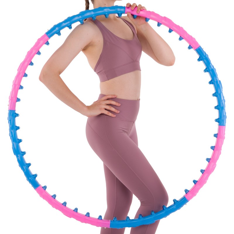 Обруч для схуднення масажний розбірний Хула Хуп Hula Hoop DYNAMIC JIESEN HOOP JS-6011 8 секцій рожевий-синій