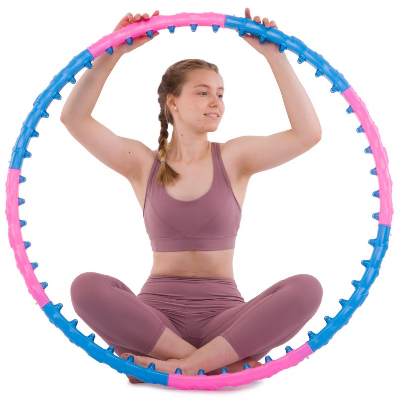 Обруч для схуднення масажний розбірний Хула Хуп Hula Hoop DYNAMIC JIESEN HOOP JS-6011 8 секцій рожевий-синій