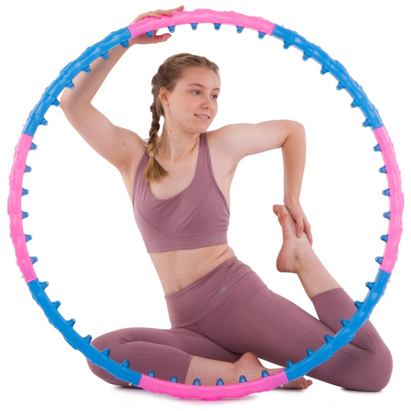 Обруч для схуднення масажний розбірний Хула Хуп Hula Hoop DYNAMIC JIESEN HOOP JS-6011 8 секцій рожевий-синій