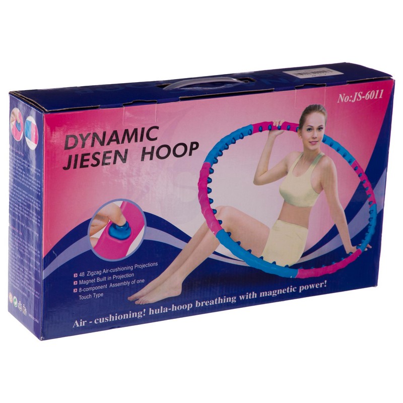 Обруч для схуднення масажний розбірний Хула Хуп Hula Hoop DYNAMIC JIESEN HOOP JS-6011 8 секцій рожевий-синій