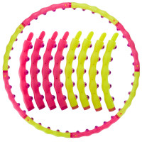 Обруч для схуднення масажний розбірний Хула Хуп Hula Hoop SPORT HOOP JS-6013 8 секцій рожевий-лимонний