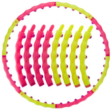 Обруч для схуднення масажний розбірний Хула Хуп Hula Hoop SPORT HOOP JS-6013 8 секцій рожевий-лимонний