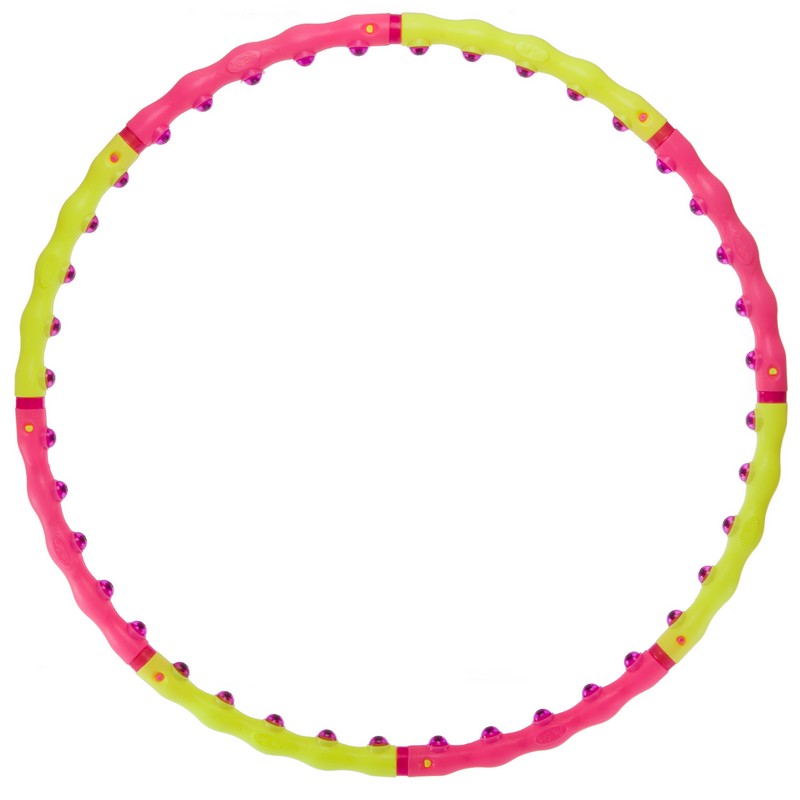 Обруч для схуднення масажний розбірний Хула Хуп Hula Hoop SPORT HOOP JS-6013 8 секцій рожевий-лимонний