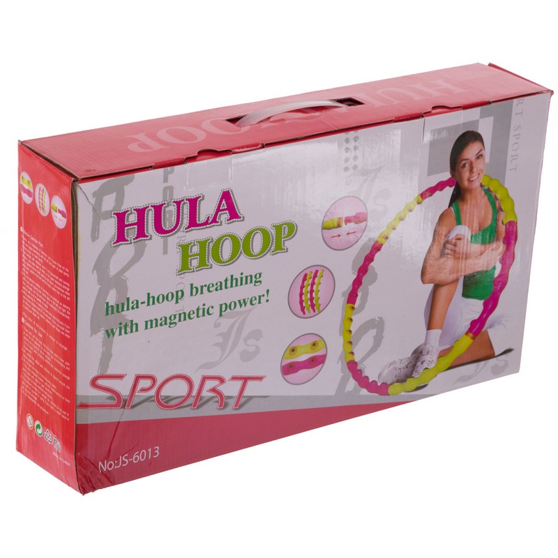 Обруч для схуднення масажний розбірний Хула Хуп Hula Hoop SPORT HOOP JS-6013 8 секцій рожевий-лимонний
