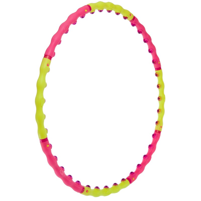 Обруч для схуднення масажний розбірний Хула Хуп Hula Hoop SPORT HOOP JS-6013 8 секцій рожевий-лимонний