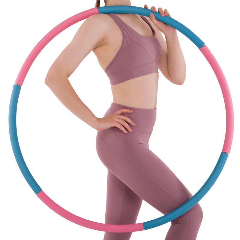 Обруч для схуднення розбірної Хула Хуп Hula Hoop JS-6015 6 секцій рожевий-блакитний
