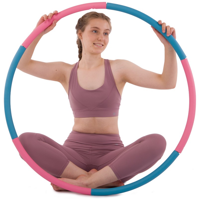 Обруч для схуднення розбірної Хула Хуп Hula Hoop JS-6015 6 секцій рожевий-блакитний