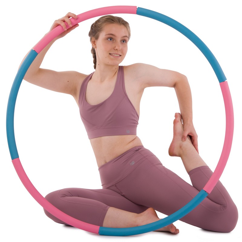 Обруч для схуднення розбірної Хула Хуп Hula Hoop JS-6015 6 секцій рожевий-блакитний