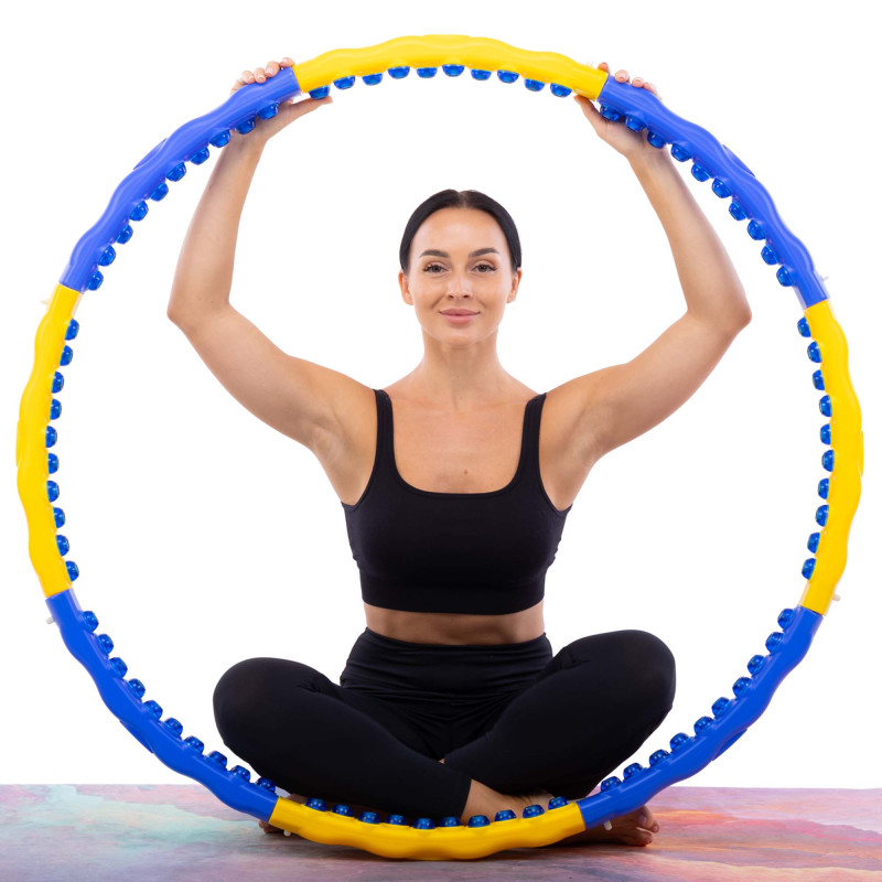 Обруч для схуднення масажний розбірний Хула Хуп Hula Hoop DYNAMIC HOOP JS-6018 8 секцій жовтий-синій