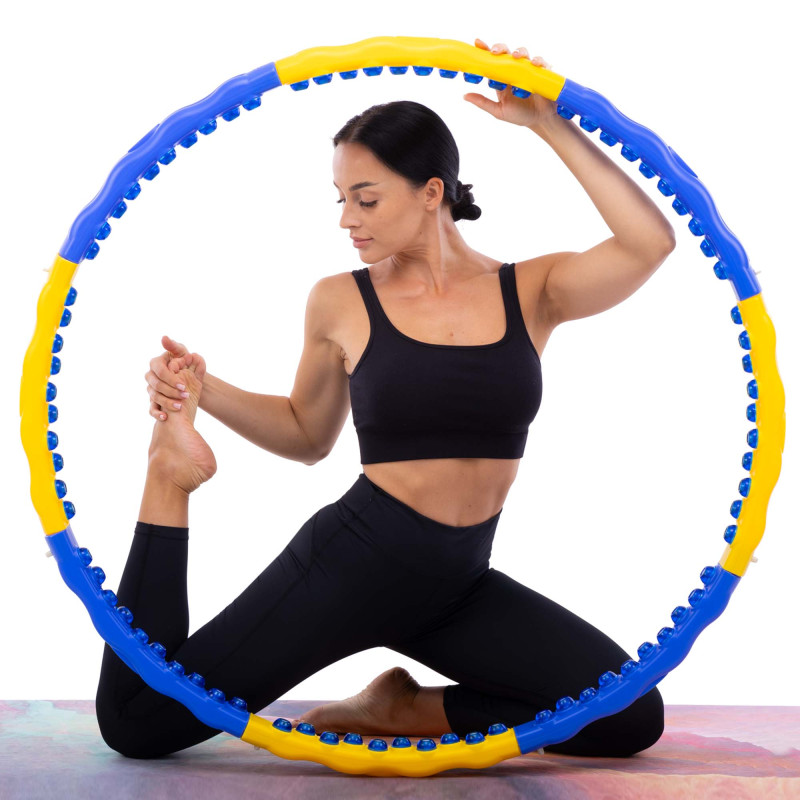 Обруч для схуднення масажний розбірний Хула Хуп Hula Hoop DYNAMIC HOOP JS-6018 8 секцій жовтий-синій