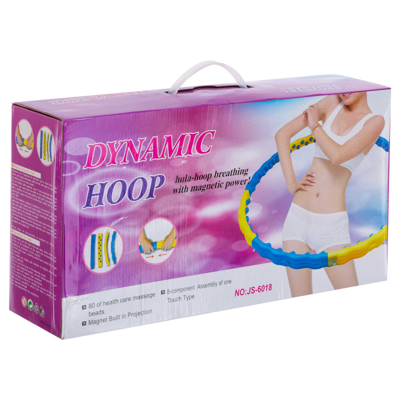 Обруч для схуднення масажний розбірний Хула Хуп Hula Hoop DYNAMIC HOOP JS-6018 8 секцій жовтий-синій