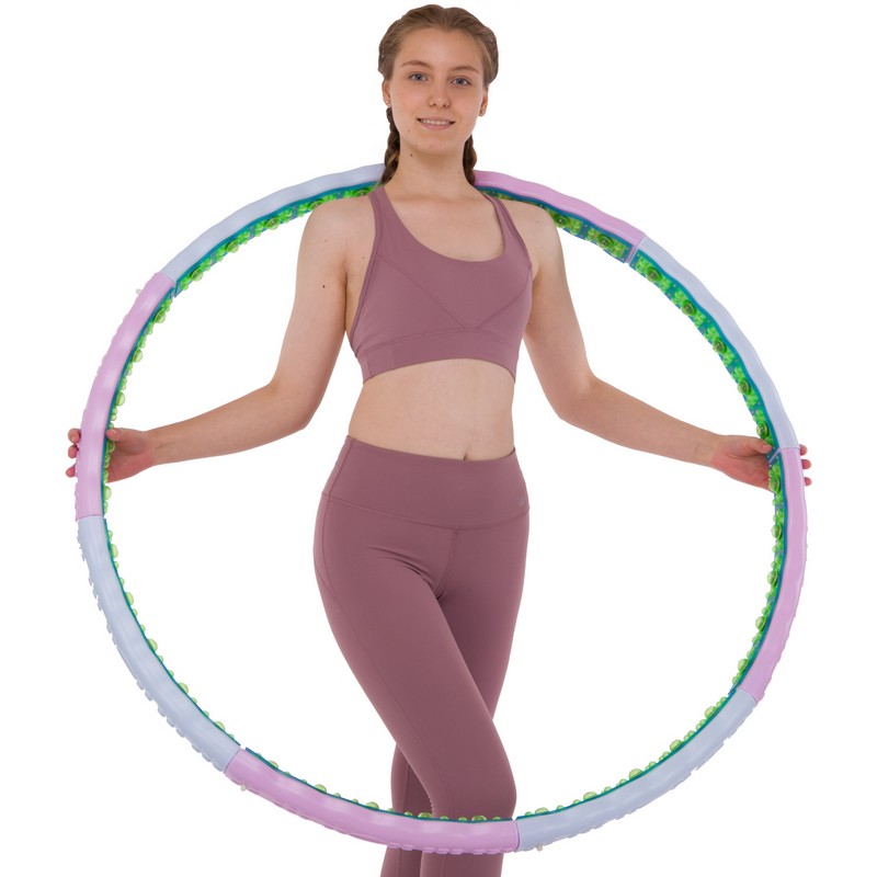 Обруч для схуднення масажний розбірний Хула Хуп Hula Hoop DOUBLE GRACE MAGNETIC JS-6019 8 секцій бузково-блакитний