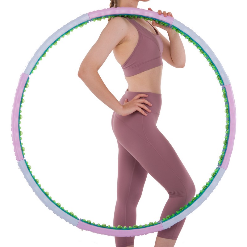 Обруч для схуднення масажний розбірний Хула Хуп Hula Hoop DOUBLE GRACE MAGNETIC JS-6019 8 секцій бузково-блакитний