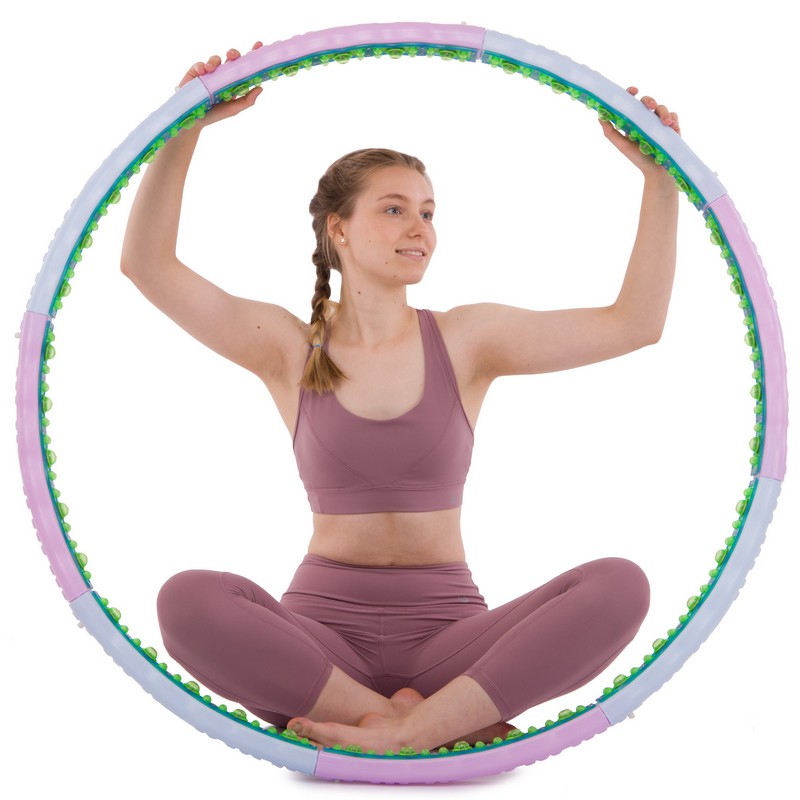 Обруч для схуднення масажний розбірний Хула Хуп Hula Hoop DOUBLE GRACE MAGNETIC JS-6019 8 секцій бузково-блакитний