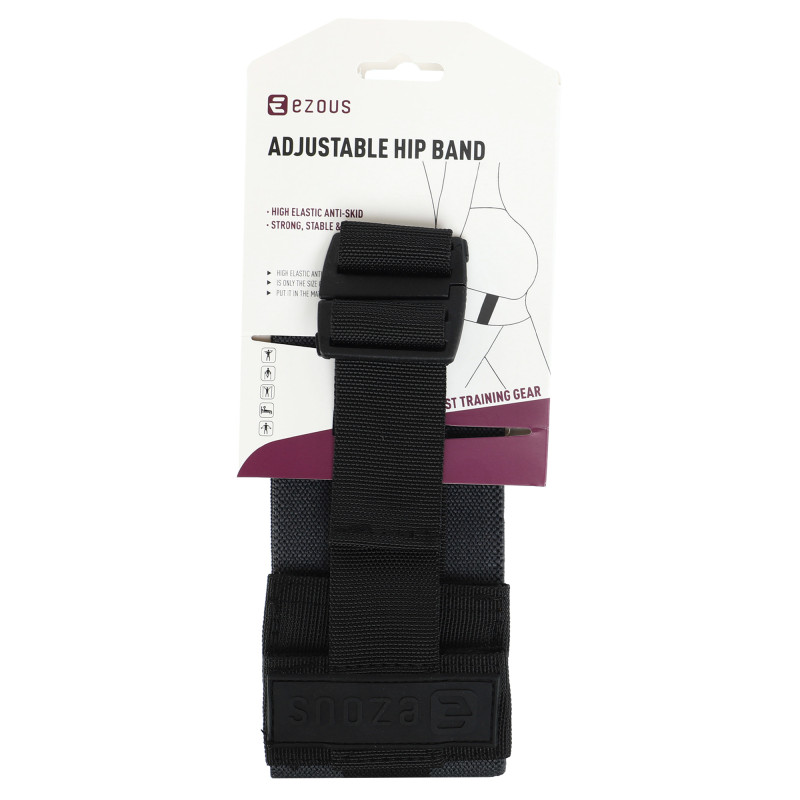 Резинка тканинна для вправ стрічка опору регульована ADJUSTABLE HIP BAND EZOUS EZOUS K-01 чорний