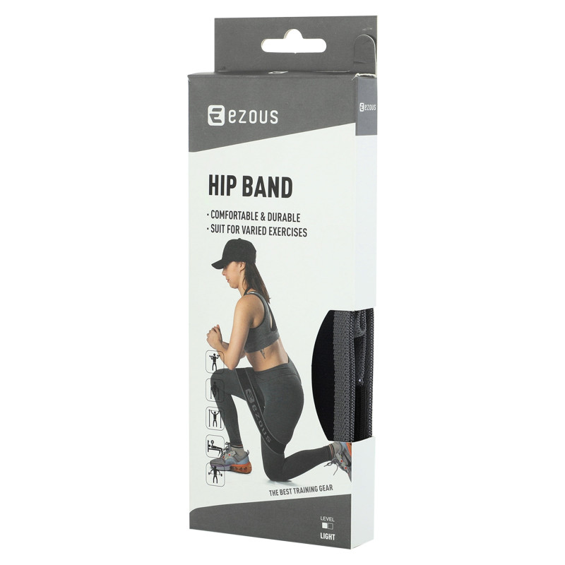 Гумка тканинна для вправ стрічка опору LOOP BANDS KNITTING HIP BAND EZOUS K-03-L чорний-сірий