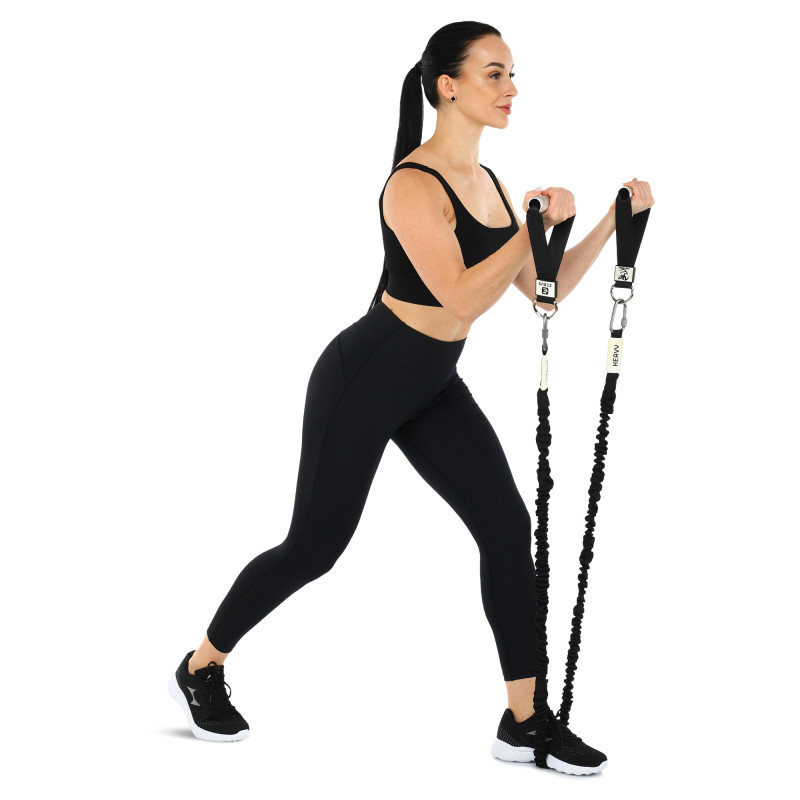 Еспандер трубчастий з карабіном у захисному рукаві RESISTANCE TUBE WITH COVER EZOUS K-05-H навантаження високе чорний