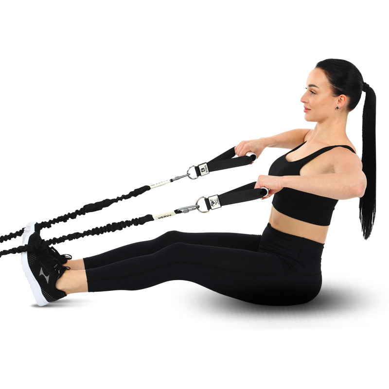 Еспандер трубчастий з карабіном у захисному рукаві RESISTANCE TUBE WITH COVER EZOUS K-05-H навантаження високе чорний