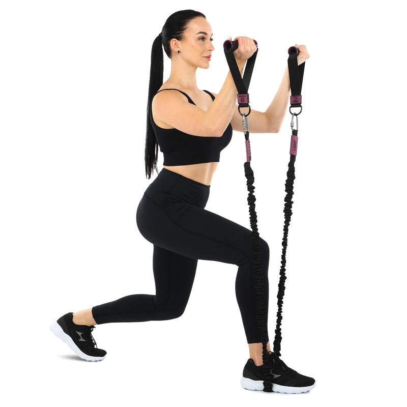 Еспандер трубчастий з карабіном у захисному рукаві RESISTANCE TUBE WITH COVER EZOUS K-05-L навантаження низьке чорний
