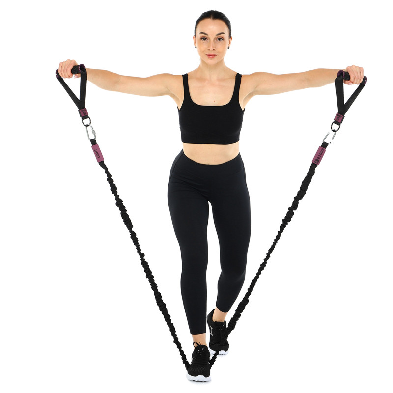 Еспандер трубчастий з карабіном у захисному рукаві RESISTANCE TUBE WITH COVER EZOUS K-05-L навантаження низьке чорний