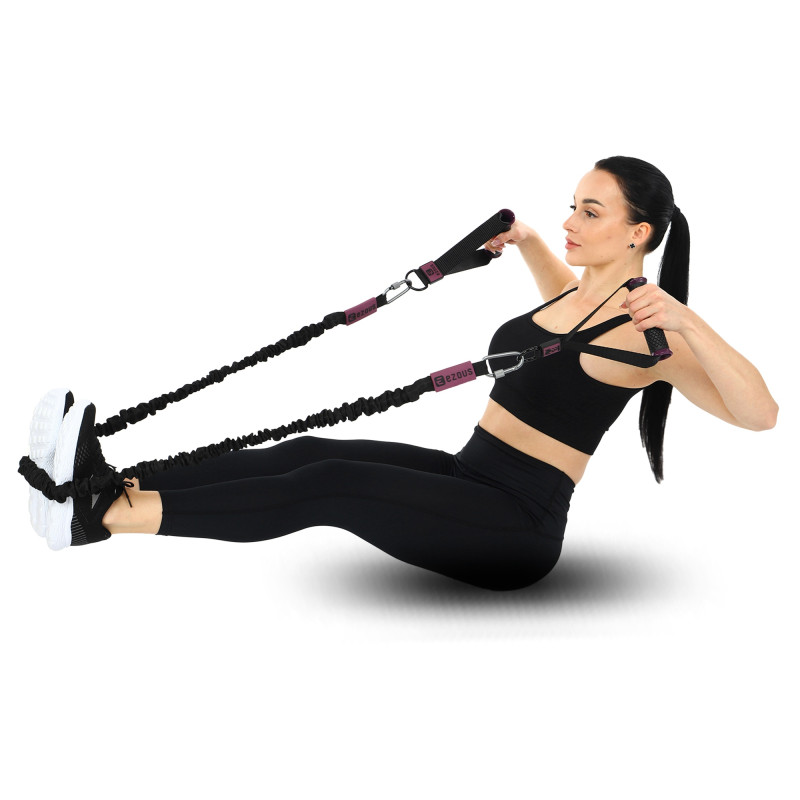 Еспандер трубчастий з карабіном у захисному рукаві RESISTANCE TUBE WITH COVER EZOUS K-05-L навантаження низьке чорний