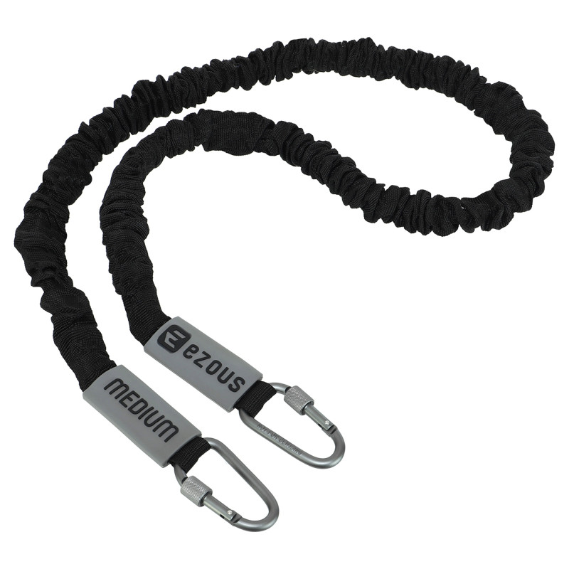 Еспандер трубчастий з карабіном у захисному рукаві RESISTANCE TUBE WITH COVER EZOUS K-05-M навантаження середнє чорний