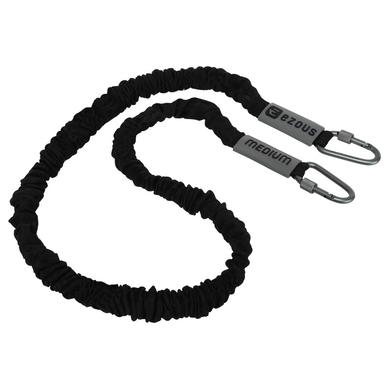 Еспандер трубчастий з карабіном у захисному рукаві RESISTANCE TUBE WITH COVER EZOUS K-05-M навантаження середнє чорний