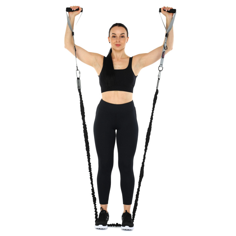 Еспандер трубчастий з карабіном у захисному рукаві RESISTANCE TUBE WITH COVER EZOUS K-05-M навантаження середнє чорний