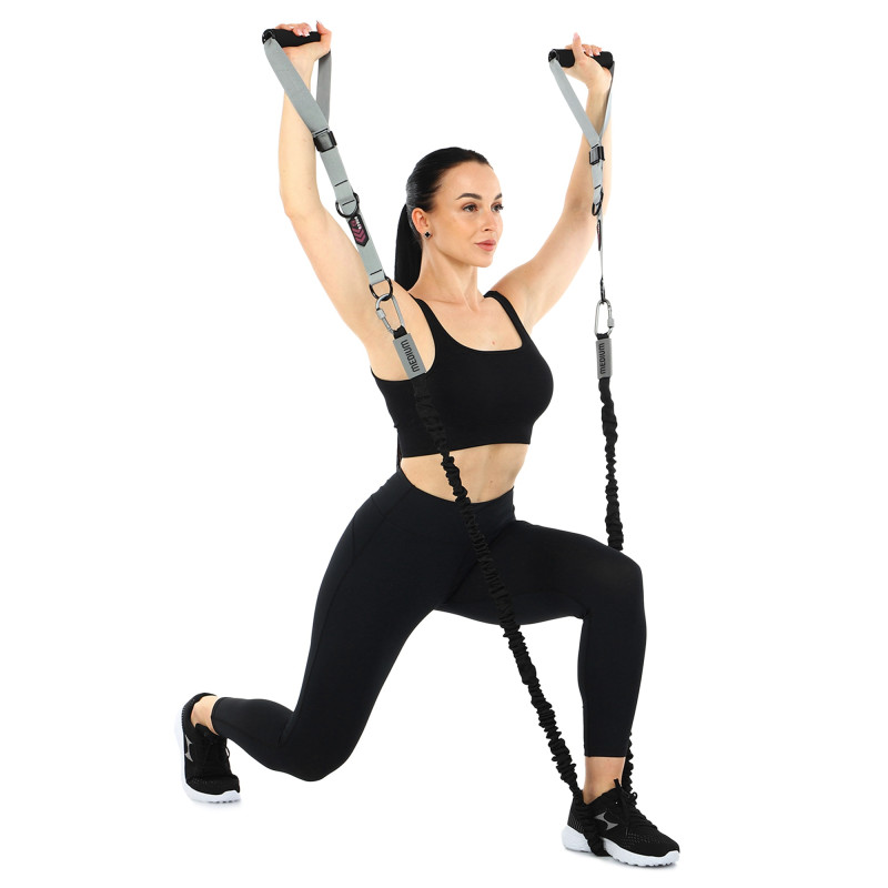 Еспандер трубчастий з карабіном у захисному рукаві RESISTANCE TUBE WITH COVER EZOUS K-05-M навантаження середнє чорний