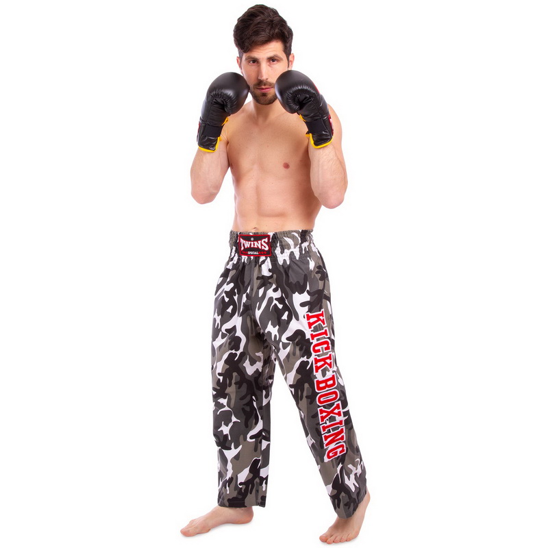 Штани для кікбоксингу TWINS KBT-2 M-XL сірий камуфляж
