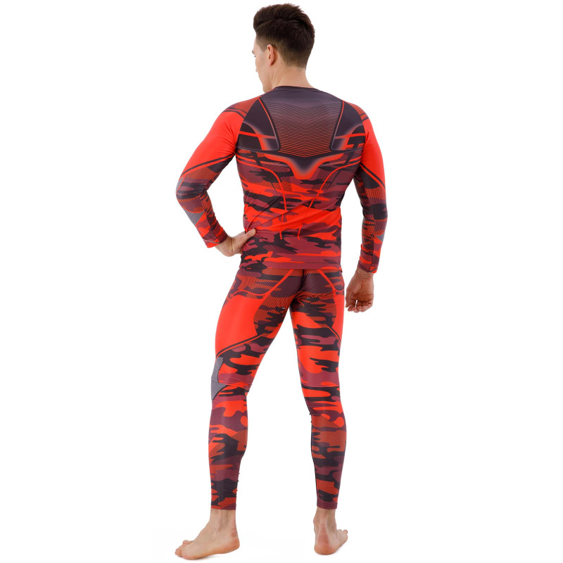 Компресійні штани легінси тайтси Domino KC210-15 S-2XL чорний-червоний