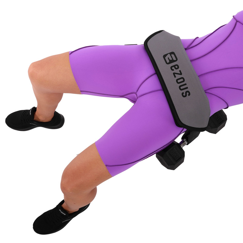 Пояс тренажер для сідничного містка регульований ваговий пояс PORTABLE HIP THRUST STRAP EZOUS L-04 сірий-чорний