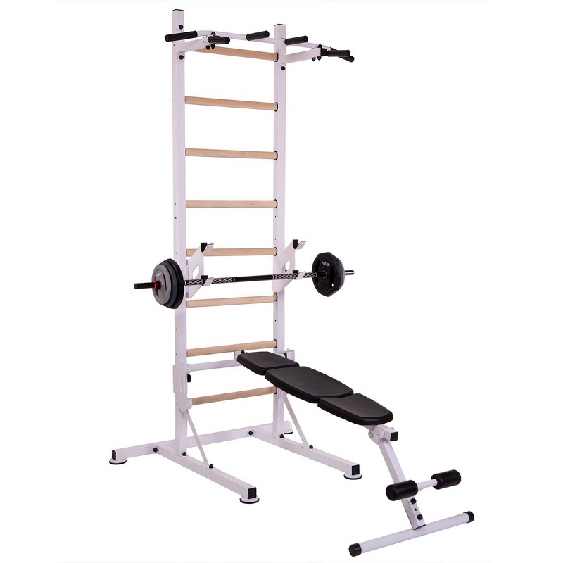 Шведська стінка пересувна з опорою на підлозі SP-Planeta Універсал Wood PRO L-2410 сталь білий
