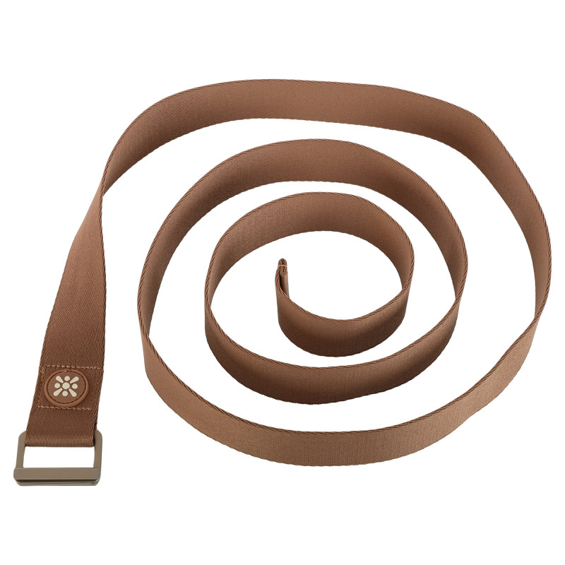 Ремінь для йоги з металевою пряжкою BLOOM YOGA STRAP LB7086 183x3,8см коричневий