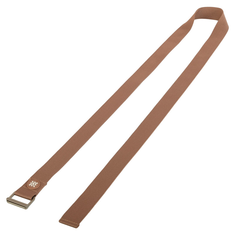 Ремінь для йоги з металевою пряжкою BLOOM YOGA STRAP LB7086 183x3,8см коричневий
