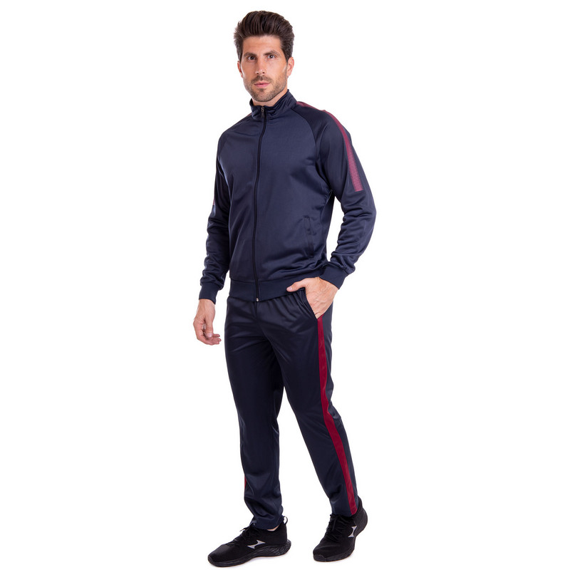 Костюм спортивний кофта на блискавці та штани LIDONG LD-6806-6803K-N L-3XL темно-синій-бордовий