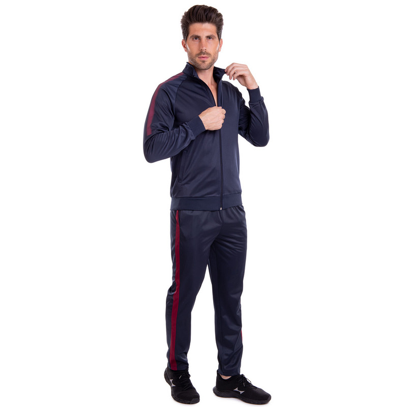 Костюм спортивний кофта на блискавці та штани LIDONG LD-6806-6803K-N L-3XL темно-синій-бордовий