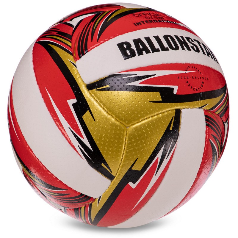 М'яч волейбольний BALLONSTAR LG3507 №5 PU червоний-білий-золотий