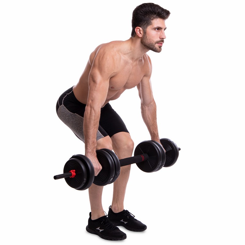 Набір трансформер гантелі гиря штанга упори 6в1 SP-Sport LN-1100-40 40кг чорний-червоний