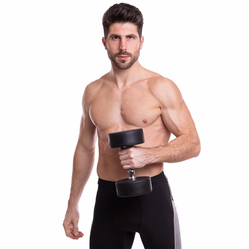 Гантель цільна професійна з поліуретановим покриттям TECHNOGYM LN-1254-12_5 1шт 12,5кг чорний-сірий