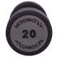 Гантель цільна професійна з поліуретановим покриттям TECHNOGYM LN-1254-20 1шт 20кг чорний-сірий
