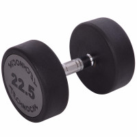 Гантель цільна професійна з поліуретановим покриттям TECHNOGYM LN-1254-22_5 1шт 22,5кг чорний-сірий