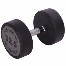 Гантель цільна професійна з поліуретановим покриттям TECHNOGYM LN-1254-22_5 1шт 22,5кг чорний-сірий