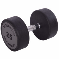 Гантель цільна професійна з поліуретановим покриттям TECHNOGYM LN-1254-25 1шт 25кг чорний-сірий