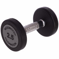 Гантель цільна професійна з поліуретановим покриттям TECHNOGYM LN-1254-2_5 1шт 2,5кг чорний-сірий