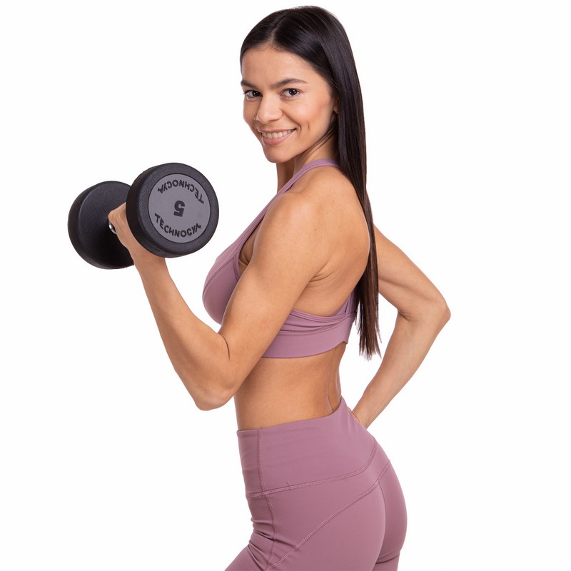 Гантель цільна професійна з поліуретановим покриттям TECHNOGYM LN-1254-5 1шт 5кг чорний-сірий