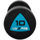 Гантелі цільні професійні з поліуретановим покриттям LiveUp LP8002-10 2шт по 10кг чорний-синій
