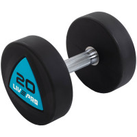 Гантелі цільні професійні з поліуретановим покриттям LiveUp LP8002-20 2шт по 20кг чорний-синій