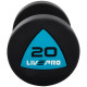 Гантелі цільні професійні з поліуретановим покриттям LiveUp LP8002-20 2шт по 20кг чорний-синій